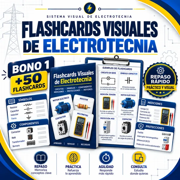Capa del bono 01: +50 FLASHCARDS VISUAIS DE ELETROTÉCNICA